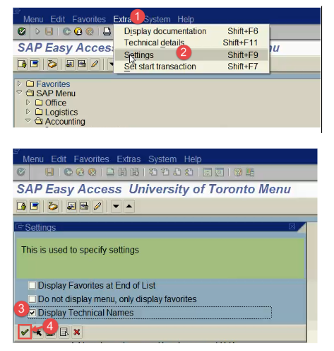 Setting up Tcode Display